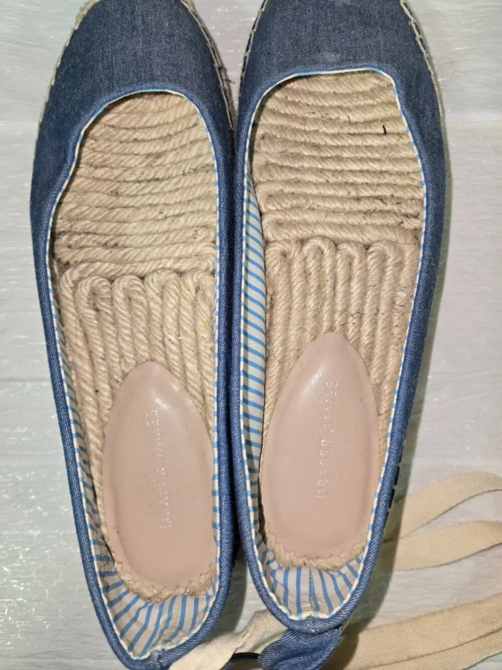 Draper James Blue Chambray Espadrille Flats Women's Size 8 Rope Sole Slip On